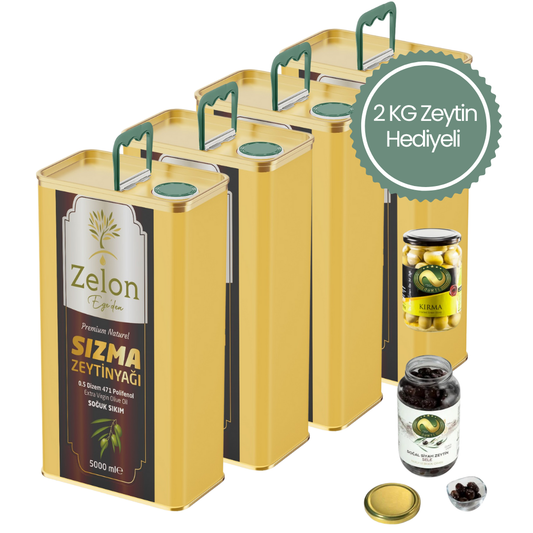 4 Adet Natural Sızma Olgun Hasat Premium Zeytinyağı • 20 lt + Hediye